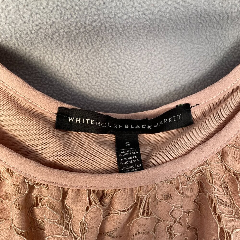 White House Black Market Blush Lace Cami Tank Top Size S | Floral Overlay - Picture 2 of 7